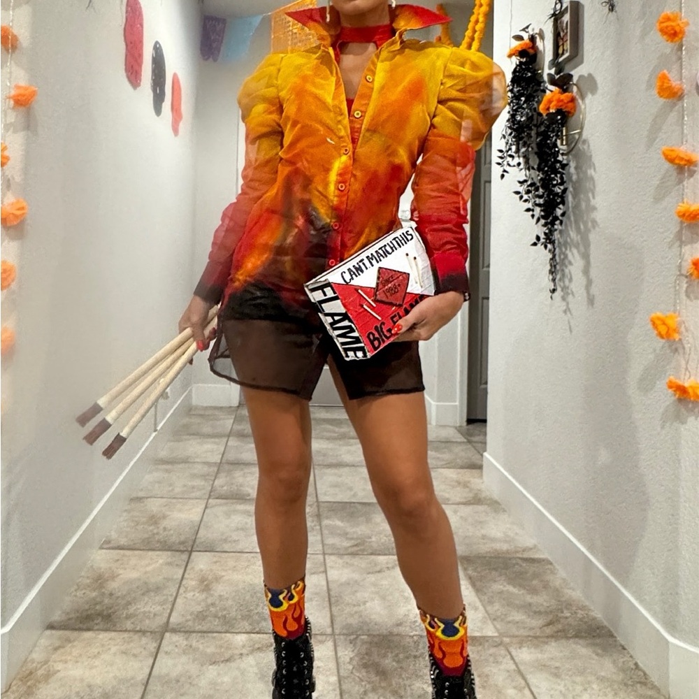 Vibrant Flame-Themed Outfit HALLOWEEN COSTUME